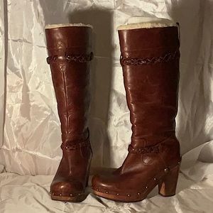 UGG Knee High Brown Clog Boot